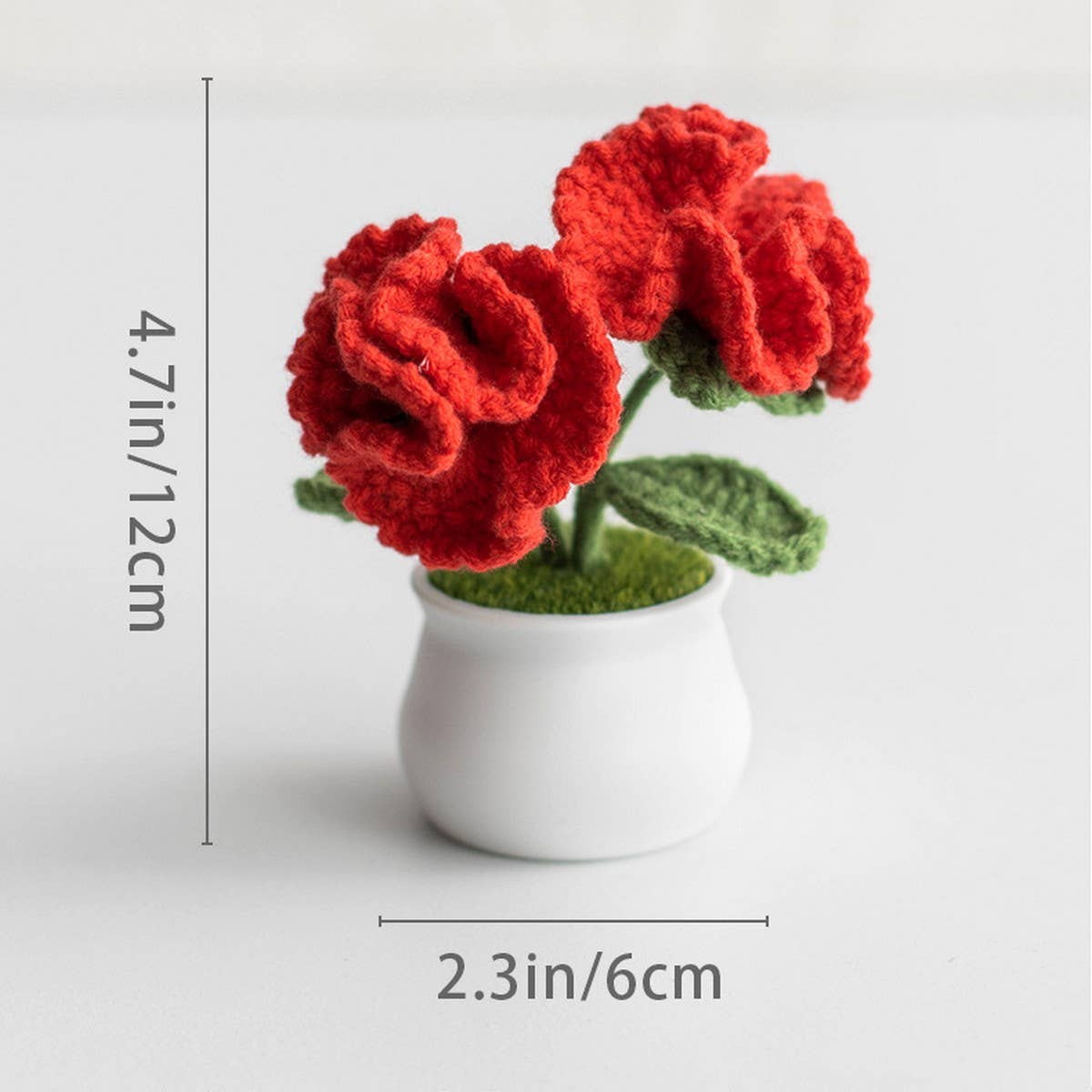 CWMM9282_HAND-KNITTED DOUBLE-HEADED CARNATION POTTED PLANT