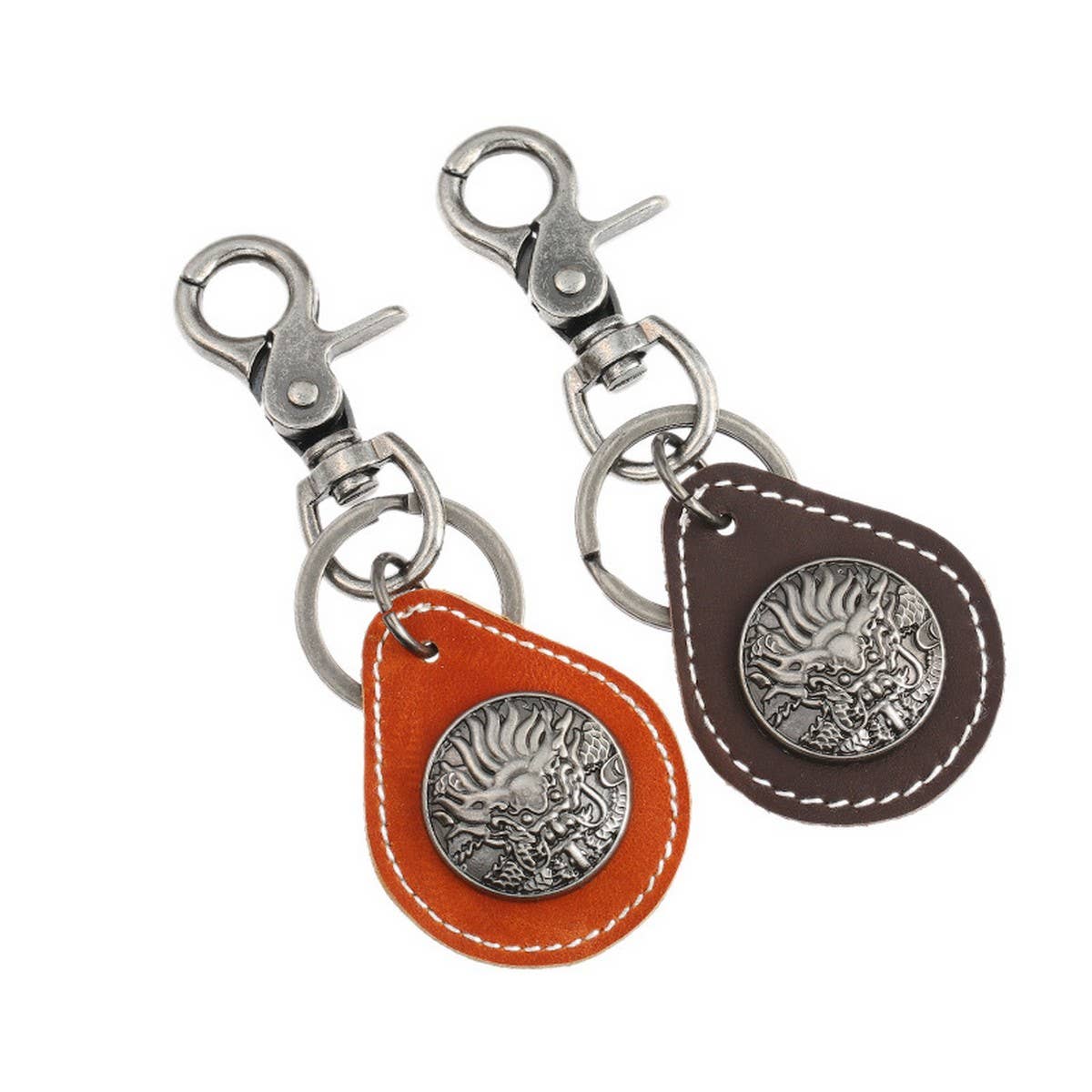 CREATIVE MEN'S ALLOY COWHIDE KEYCHAIN