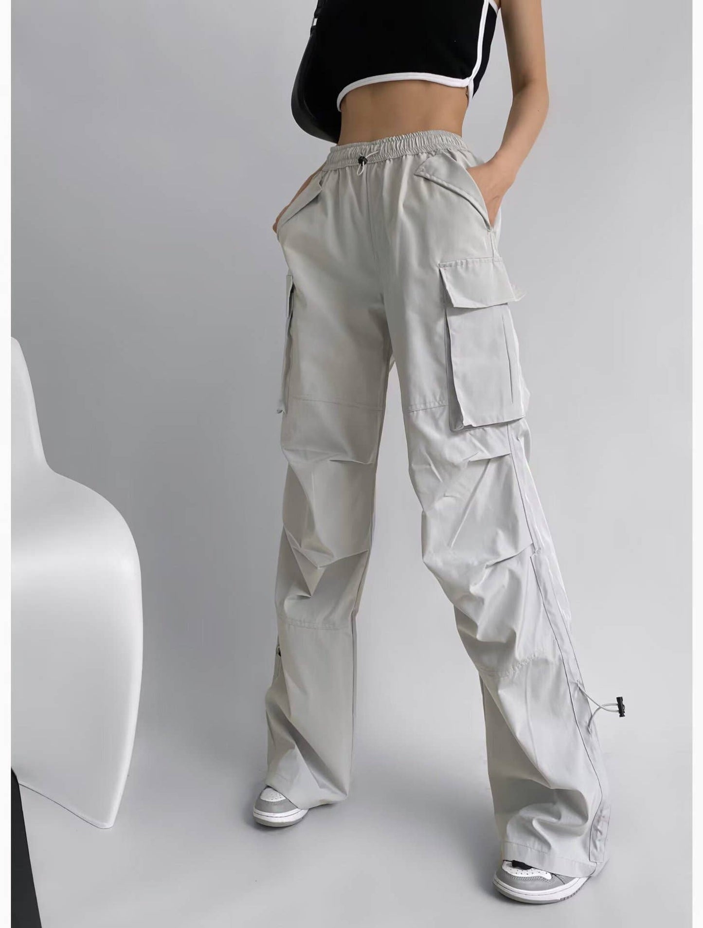 Niche pleated straight-leg wide-leg casual pants