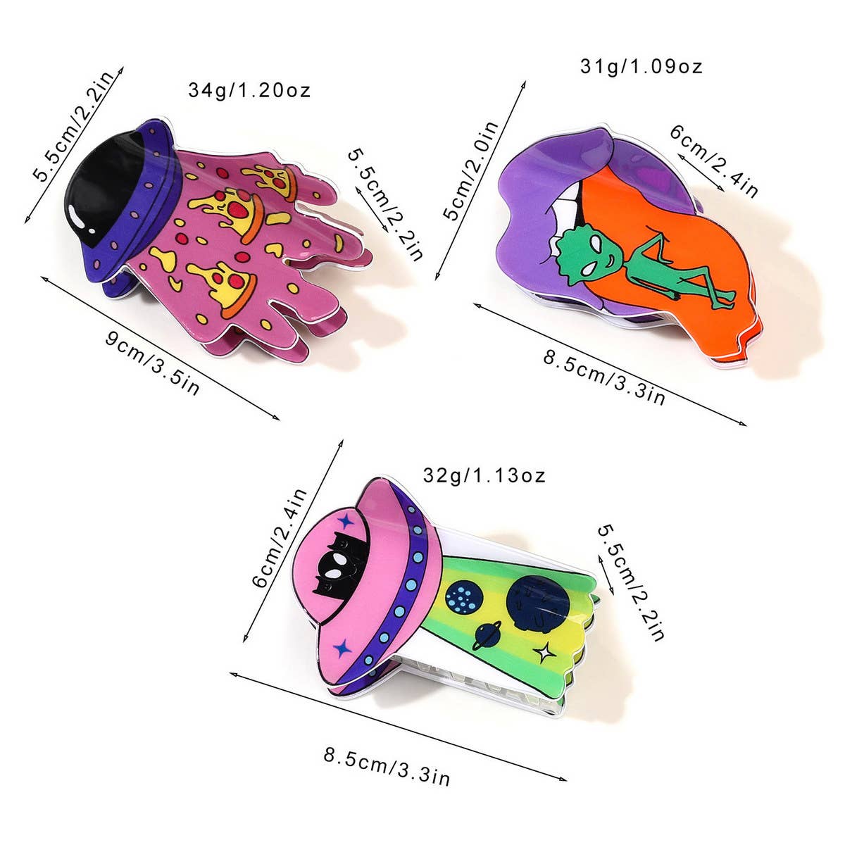 Halloween Alien Acrylic Hair Claw - Spooky Clip_CWAHA1633