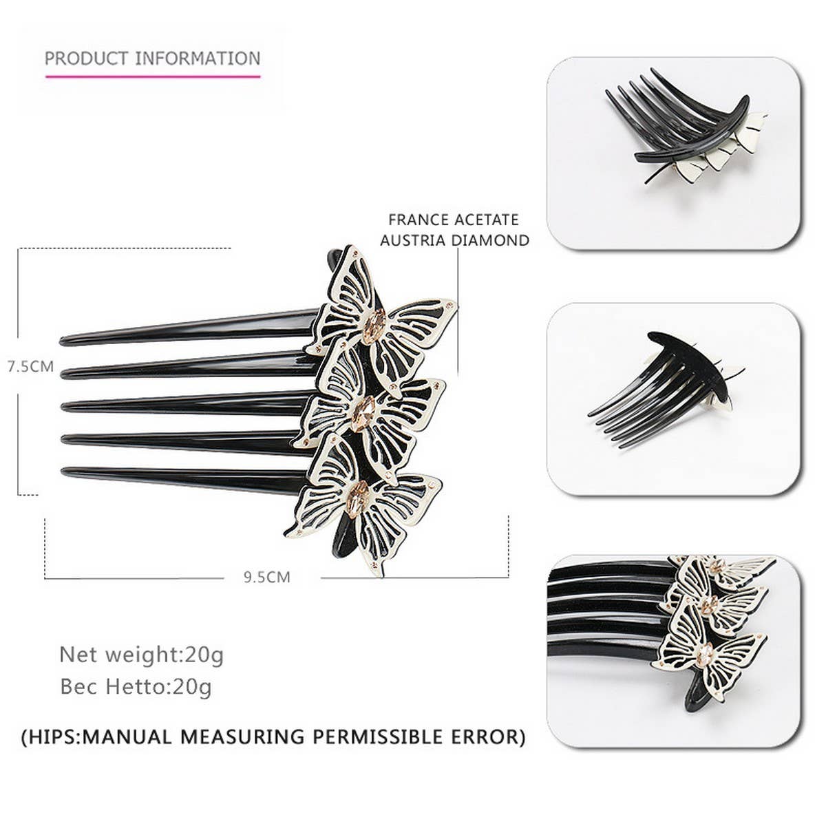 THREE-DIMENSIONAL BOW HAIRPIN COMB HAIRPIN