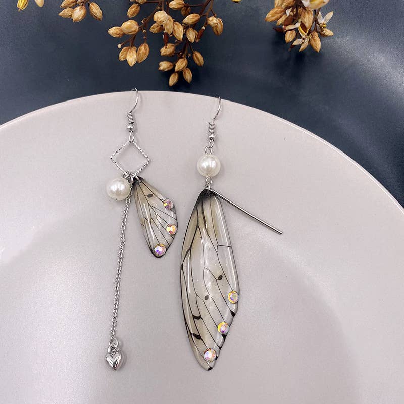Fashionable imitation cicada wing earrings