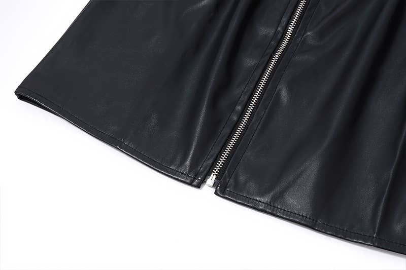 Fashion Sexy PU Leather Bodycon Zipper Mini Skirt