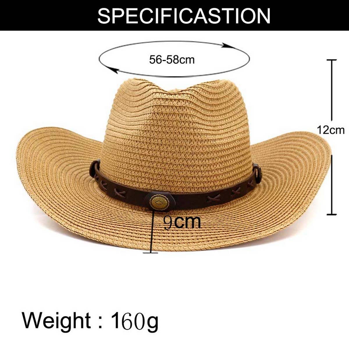 RETRO SUNSCREEN WESTERN COWBOY STRAW HAT_CWAH1242