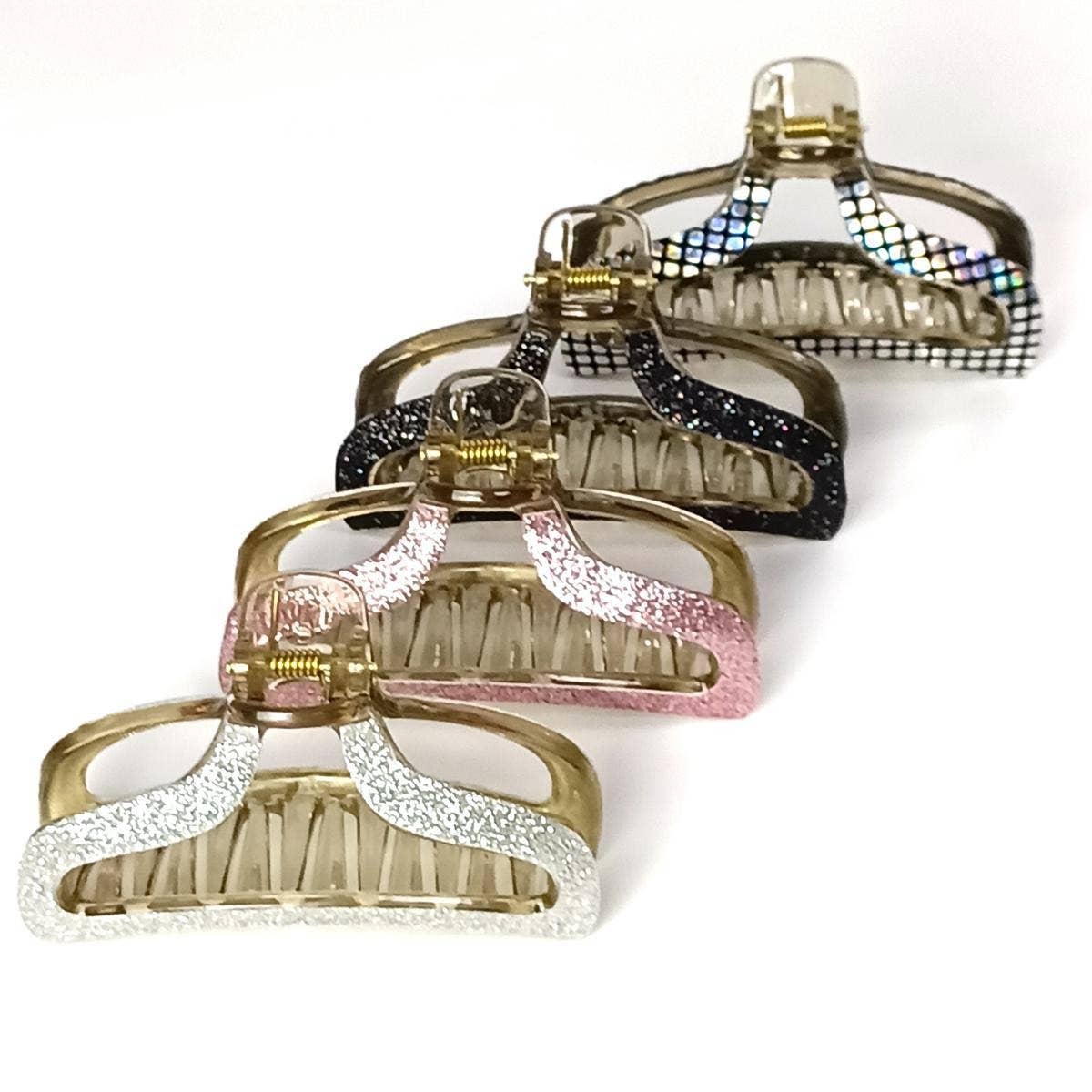 Pink Glitter Shine Hair Claw Clip_CWAHA6372