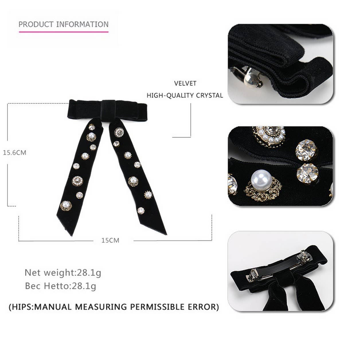 HANDMADE LONG RIBBON VELVET BOW HAIRPIN HEADDRESS