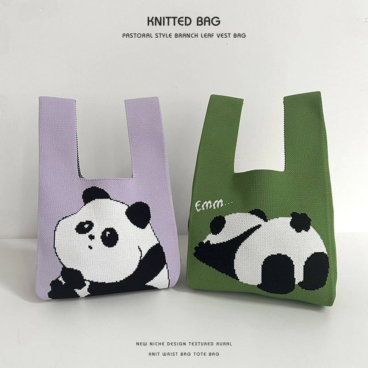 CARTOON PANDA 2024 NEW KNITTED HANDBAG_CWAB2385