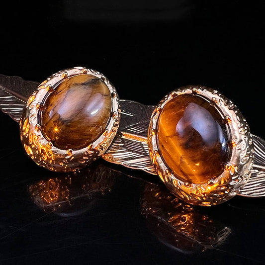 VINTAGE MAILLARD TIGER EYE DROP EARRINGS