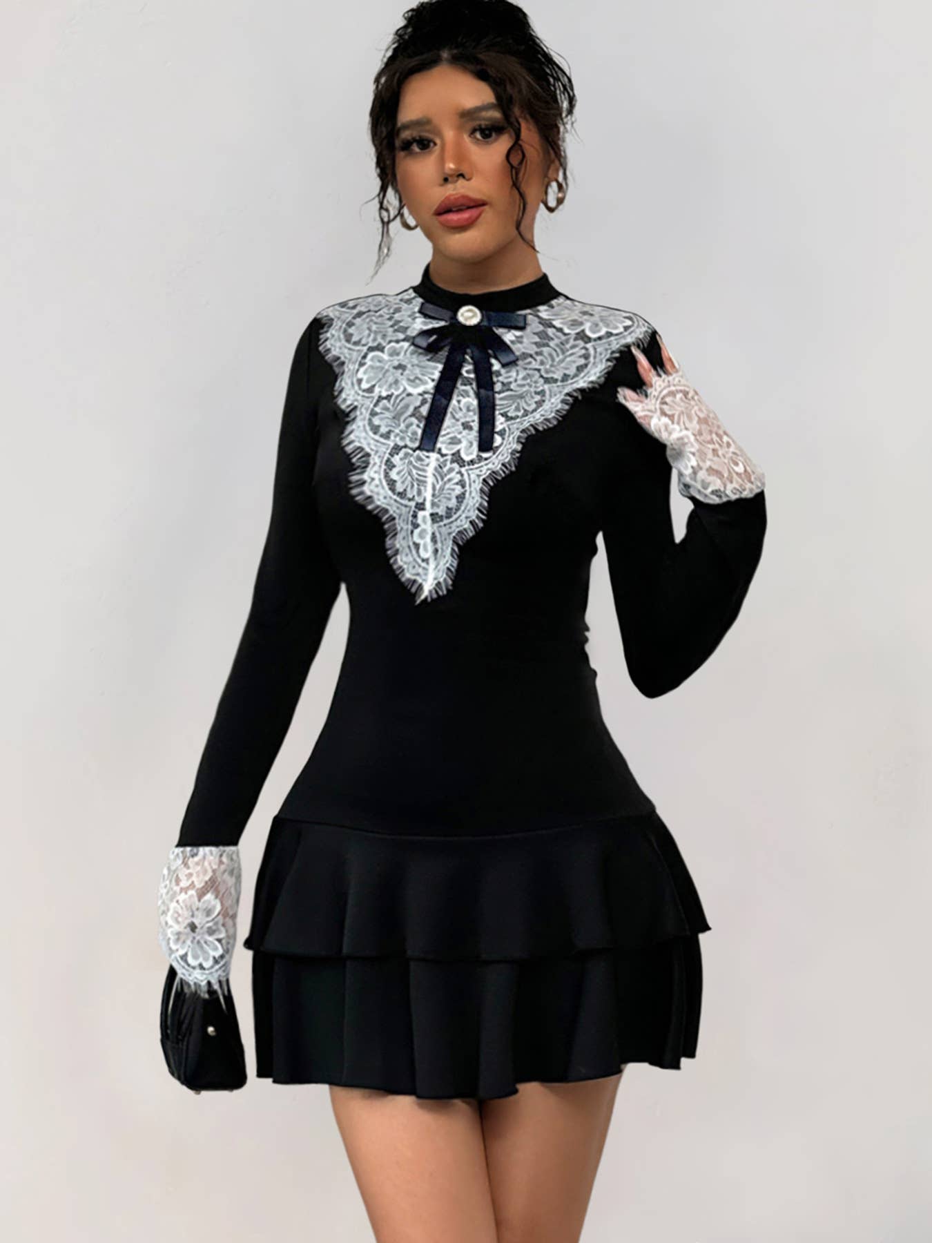 Lace patchwork retro French dress