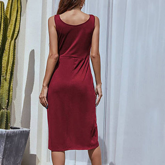 Dress with irregular pendant straps