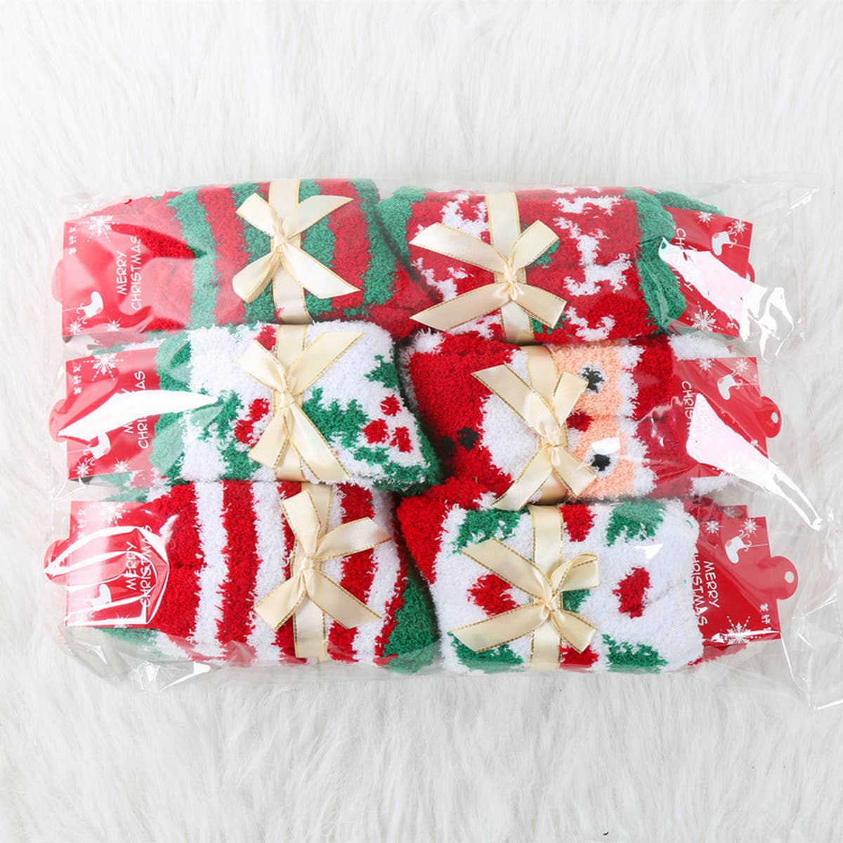 CHRISTMAS TREE THICKENED BOW CHRISTMAS SOCKS