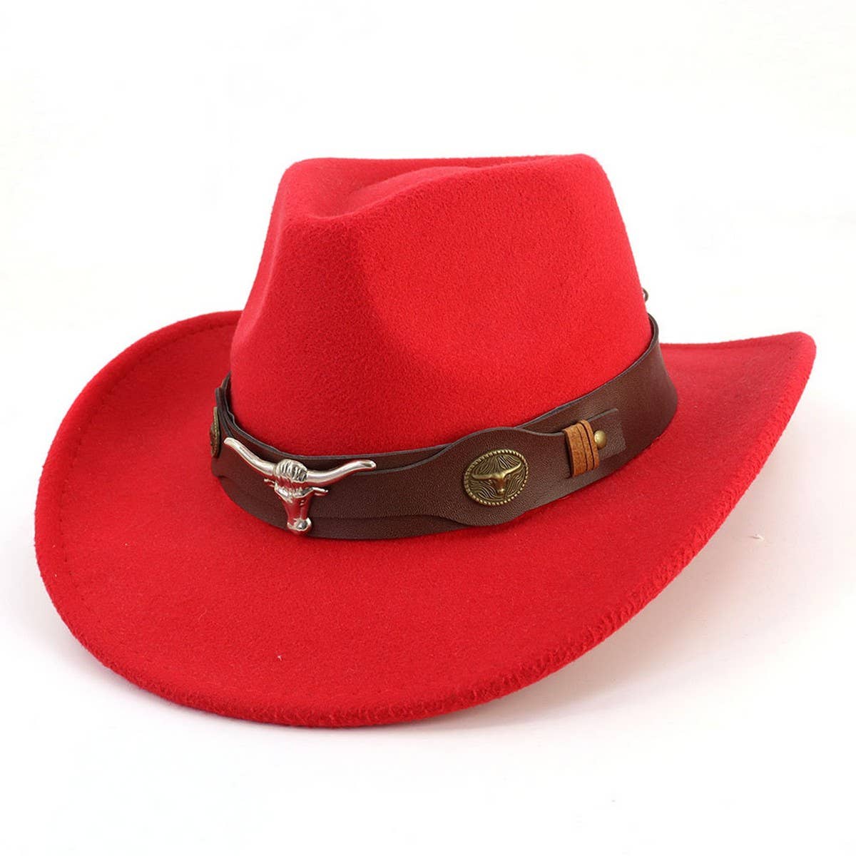 Bull Head Belt Western Cowboy Hat Felt_CWAH1782
