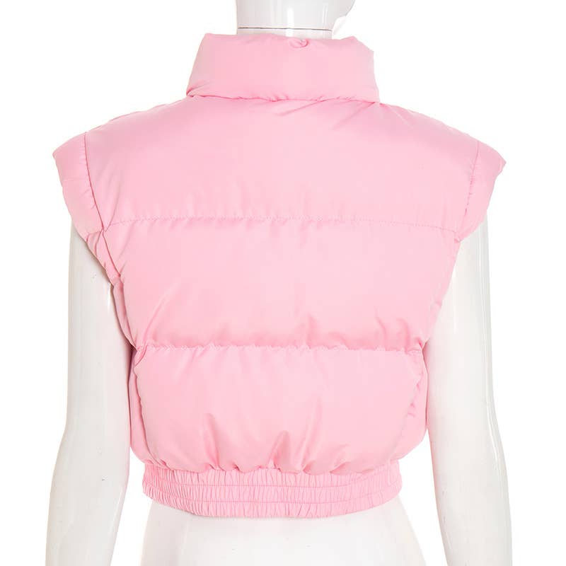Stand-up collar warm fluffy cotton-padded vest
