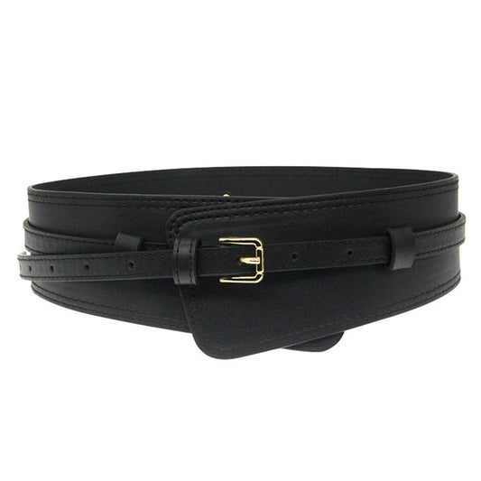 Alloy buckle waist-cinching wide belt