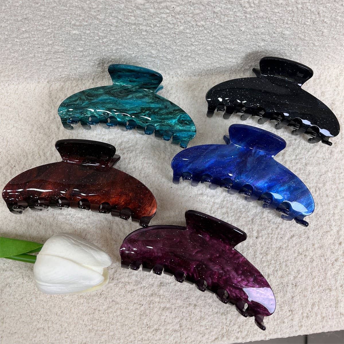 French quicksand acrylic hairpin retro shark clip