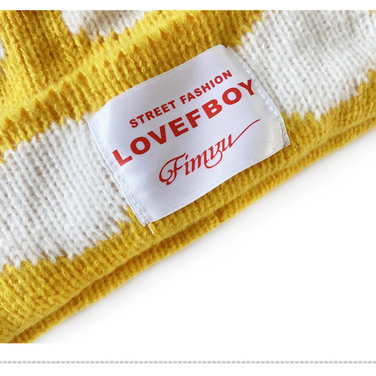 ADULT POLKA DOT FABRIC LABEL BEANIE KNITTED HAT_CWAH2052