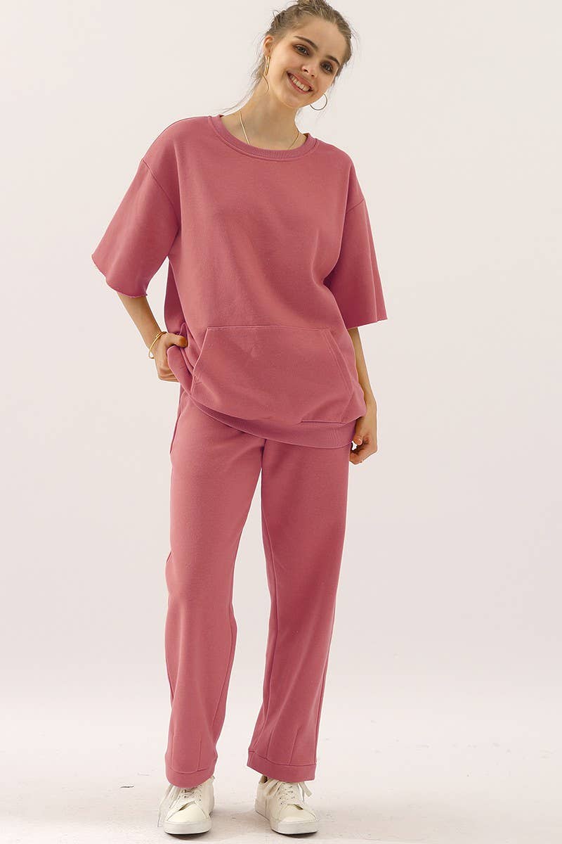 CWBLP392_HIGH WAISTED STRAIGHT WIDE LEG LONG SWEATPANTS