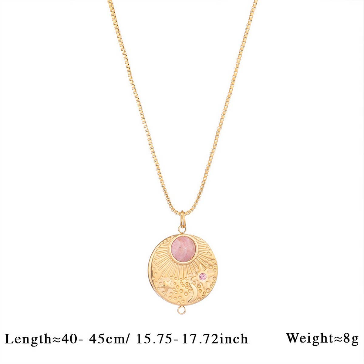 Vintage Stone Pendant Necklace Stainless Steel