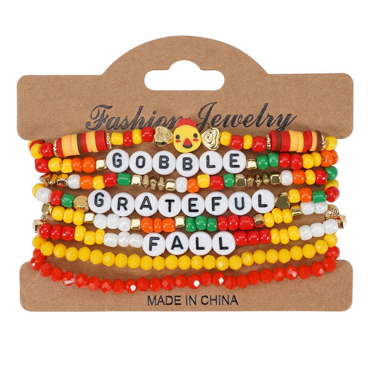 CWAJE05697_THANKSGIVING PUMPKIN MAPLE LEAF TURKEY BRACELET