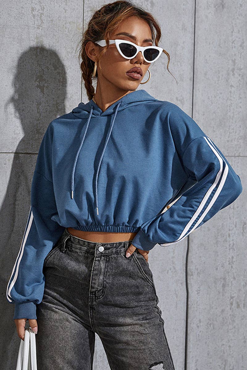 SHORT COLOR MATCHING HOODIE SHORT HOODIE