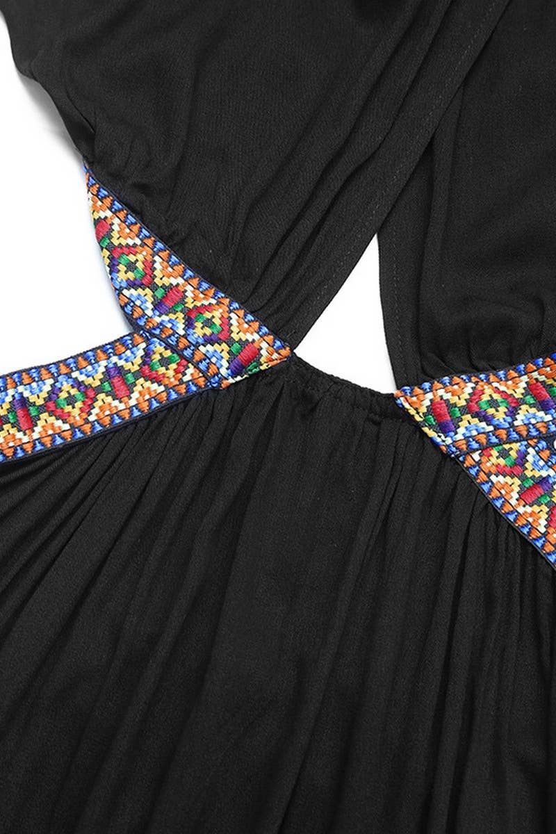 CWDHL0636_HOLLOW SLEEVELESS HOLIDAY STYLE HALTERNECK DRESS