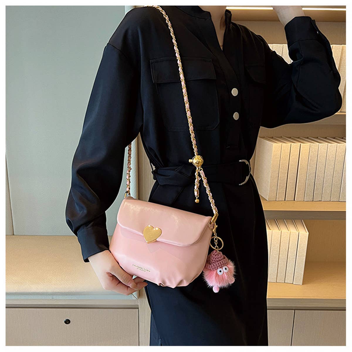 WOMEN CHAIN SMALL GOLD BALL SHOULDER BAG_CWAB1561