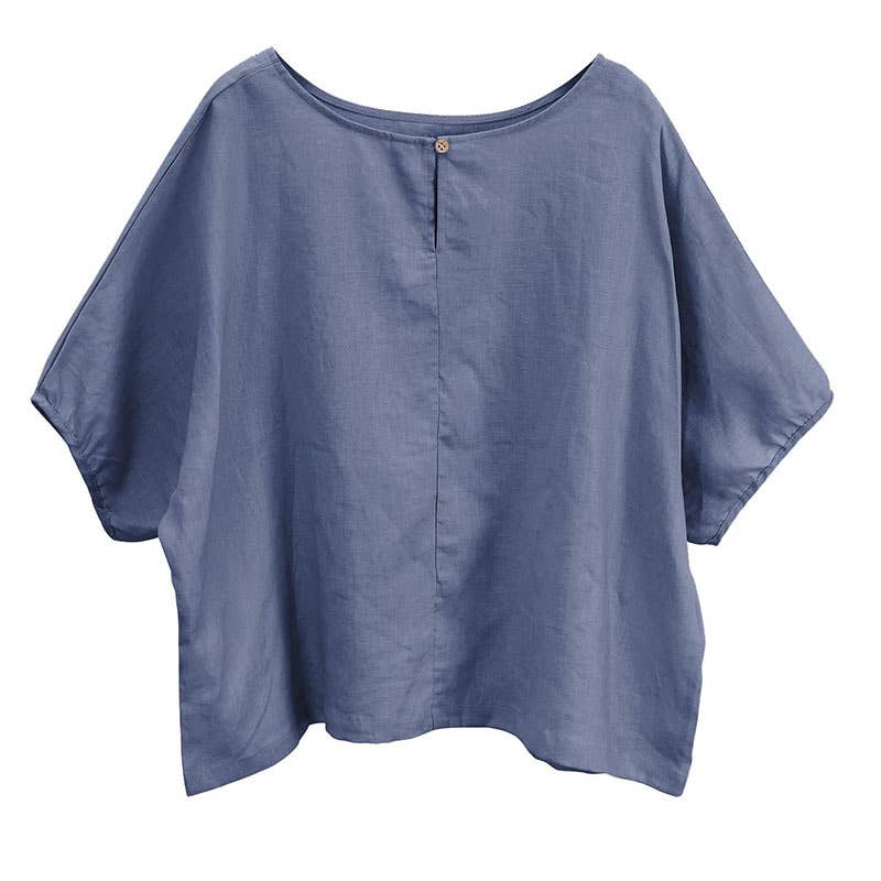 ARTSY LANTERN SLEEVE COTTON LINEN BLOUSE