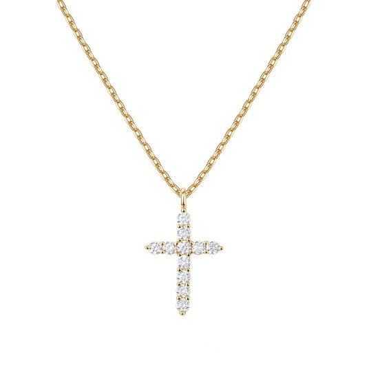 Cross necklace is a full diamond collarbone chain