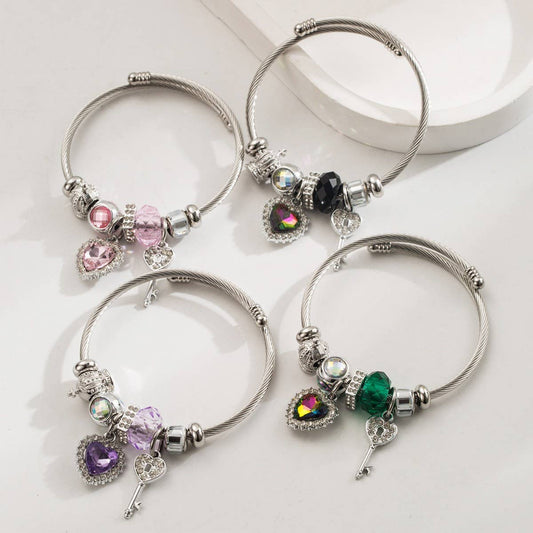 Trendy Elephant & Heart Steel Bracelet for Couples