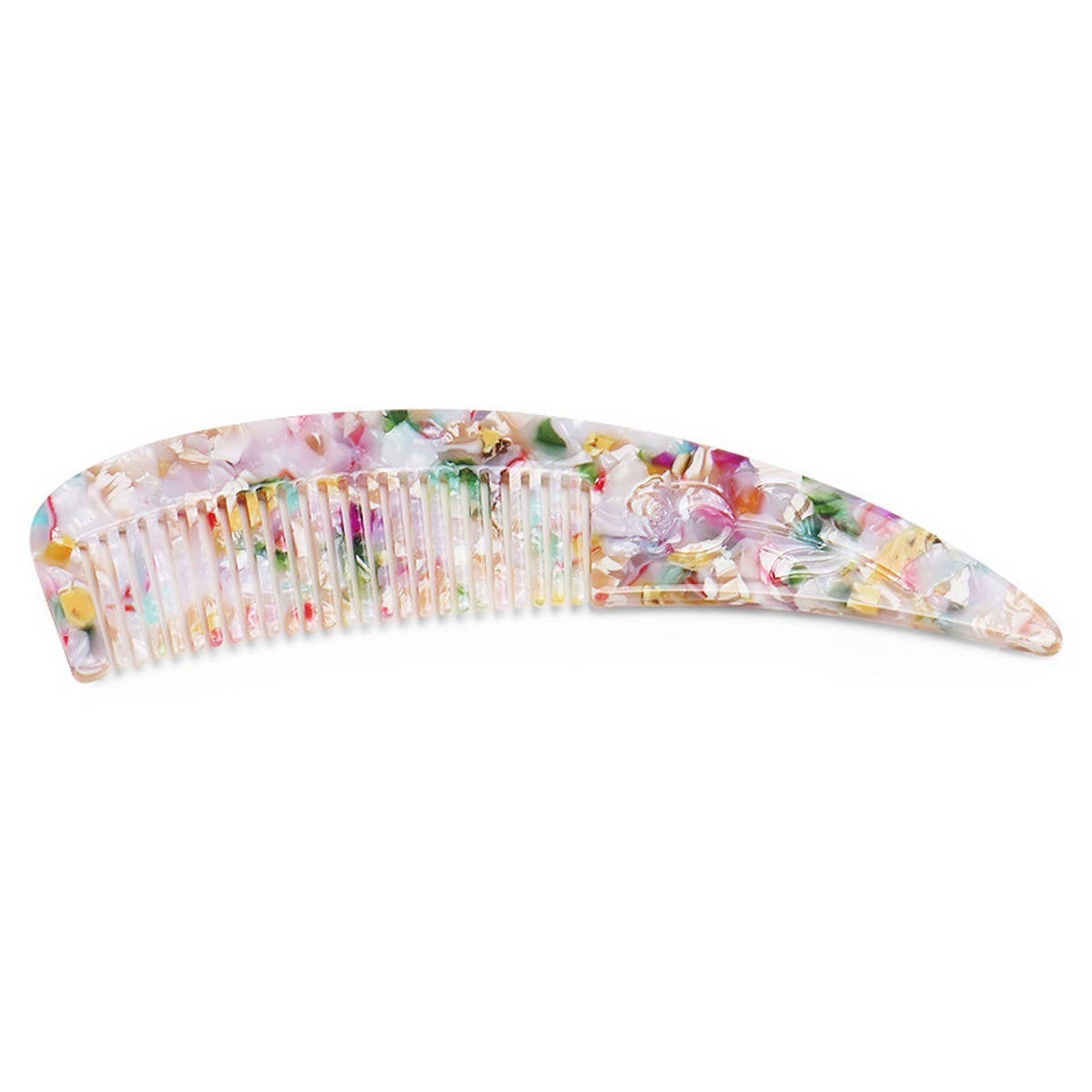 HORN POINTED TAIL COMB ACETATE CARVED FLOWER COMB