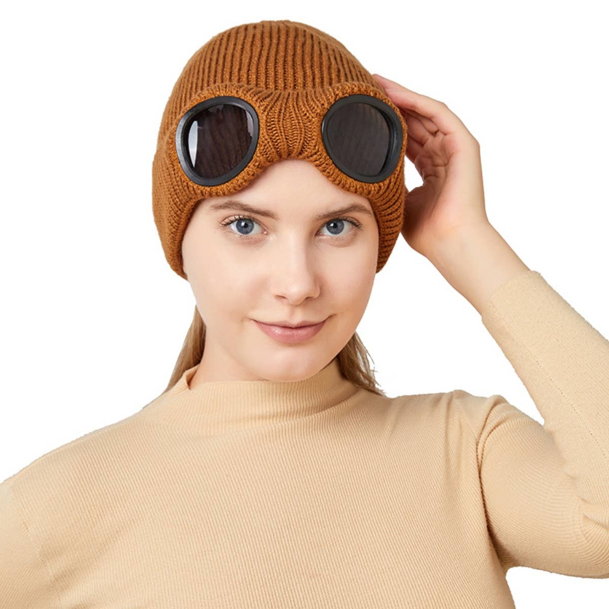 CWAH2210_WINTER WOOL SKI WINDPROOF GLASSES HAT