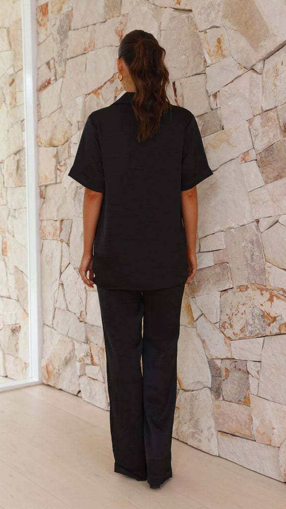 Solid color short sleeve loungewear set