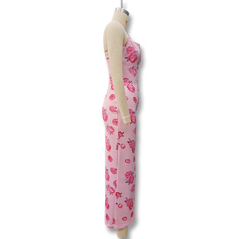 Printed halter dress that covers the buttocks