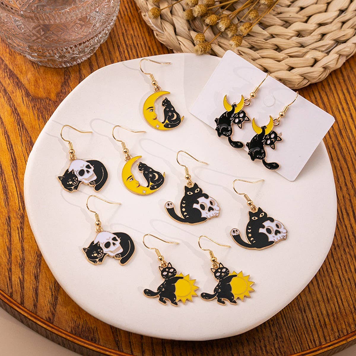HALLOWEEN CARTOON CAT EARRINGS