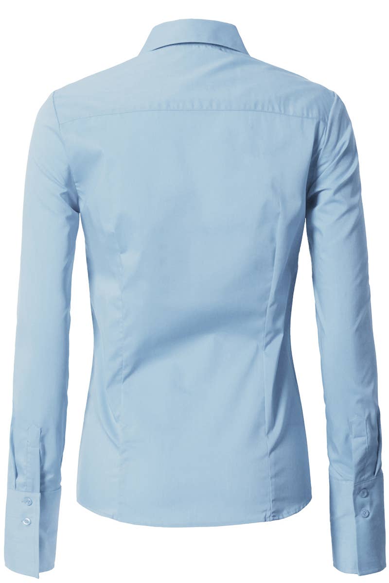 LADIES CASUAL LONG SLEEVE BUTTON UP SHIRT_CWTDSL027