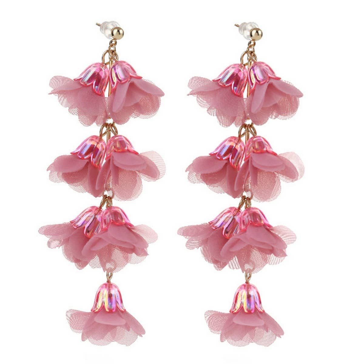 Crystal Flower Tassel Earrings Elegant Long Drops