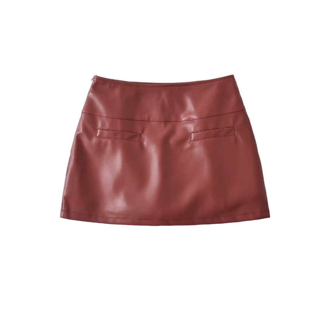 Fashionable and niche PU leather skirt