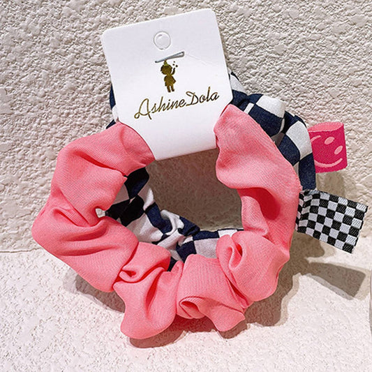 SIMPLE CHECKERED SOLID COLOR HAIR TIE_CWAHA0759