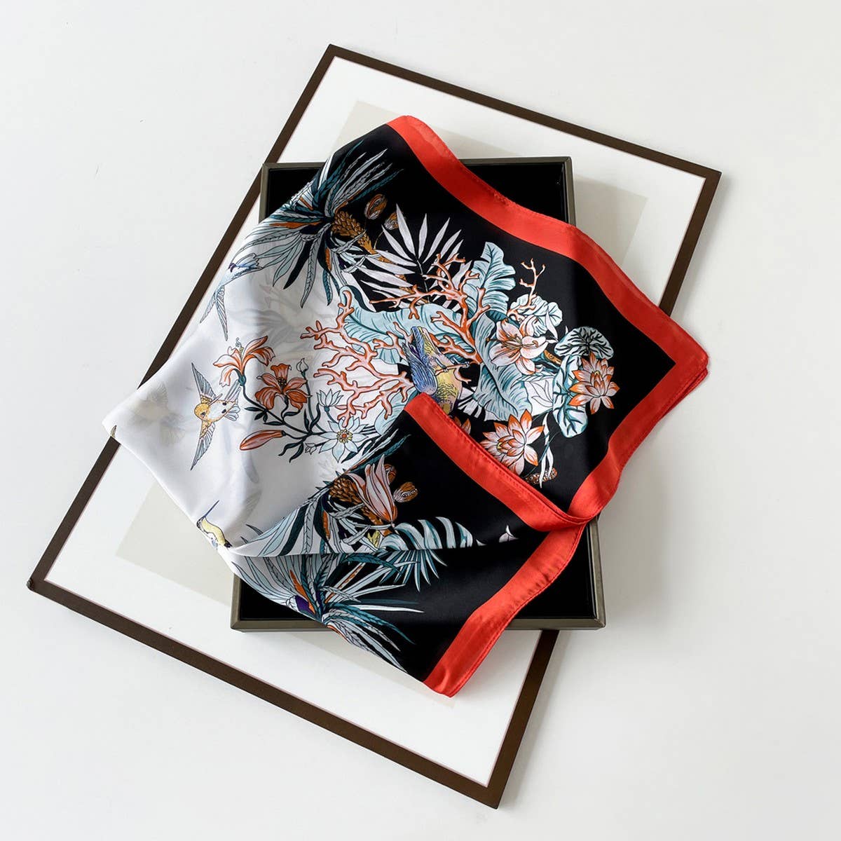 Elegant Polka Dot Satin Silk Scarf