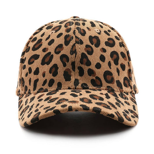 Corduroy Leopard Baseball Cap Warm Sun Hat_CWAH2834
