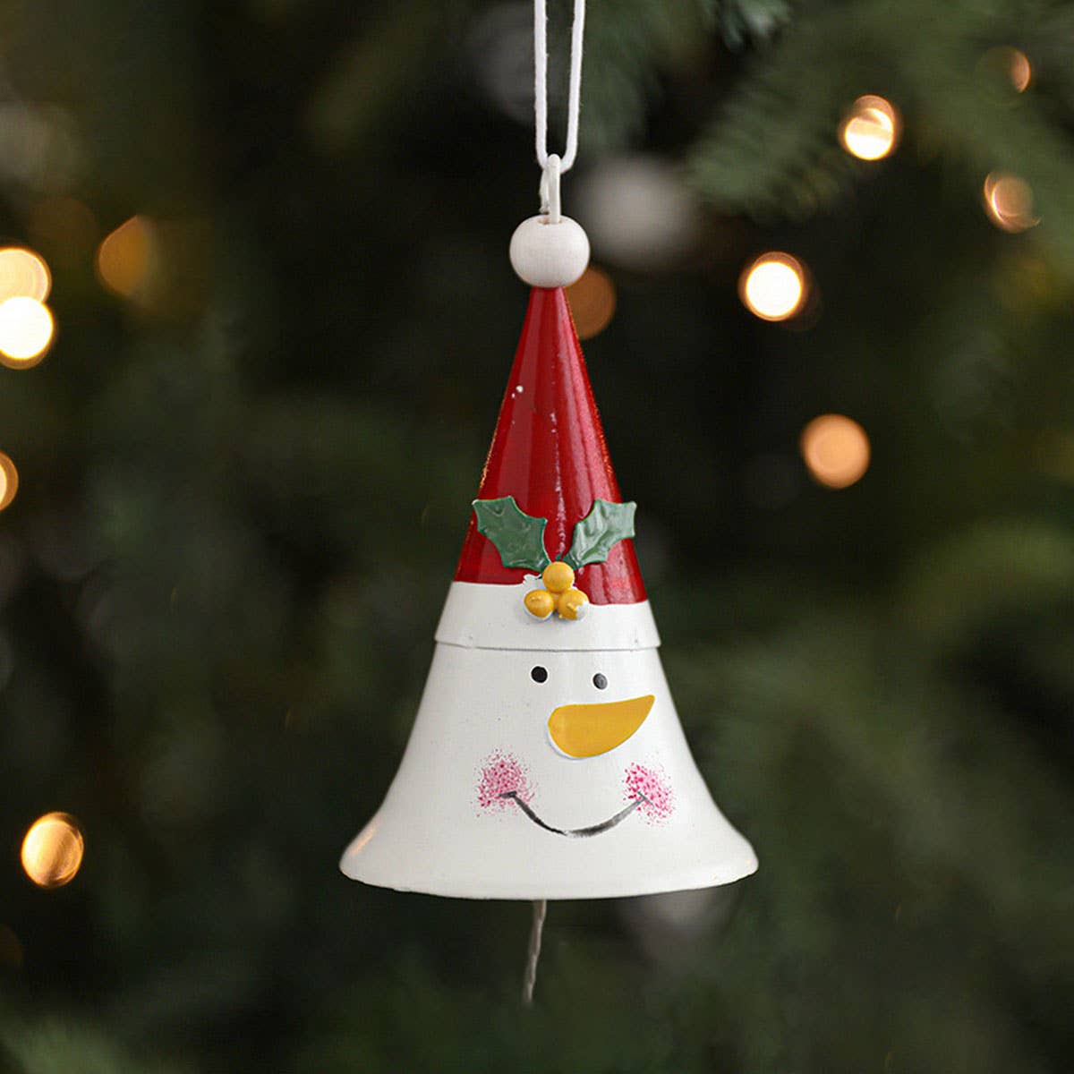 CWMM10371_CHRISTMAS SANTA IRON BELL PAINTED TREE ORNAMENTS