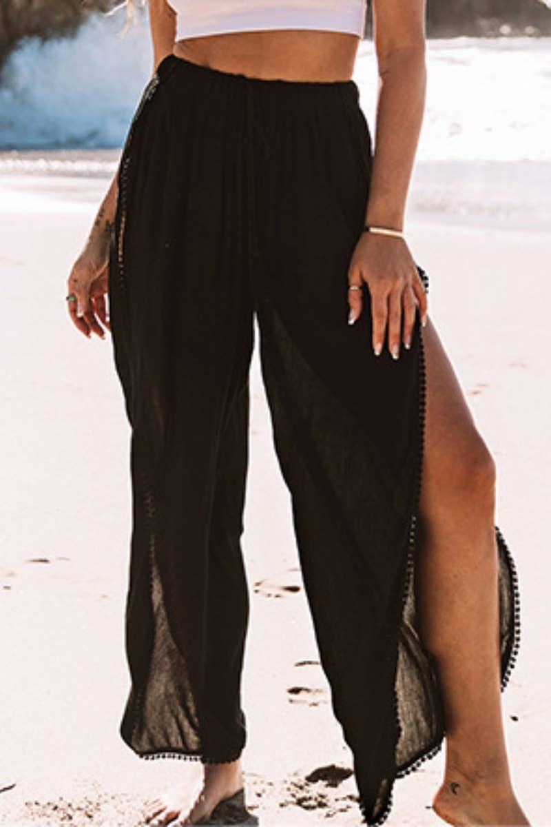 CWBMP0158_SUMMER CASUAL SPLIT HIGH-WAISTED PANTS