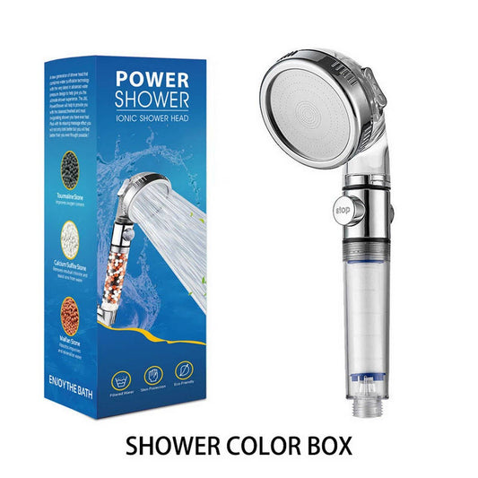 THREE-SPEED WATER FILTER SHOWER HEAD WITH BOOSTER