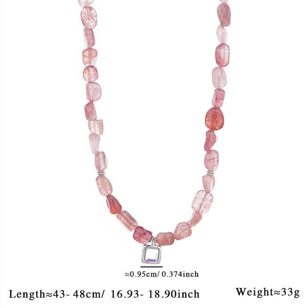 Fabric Sun Moon Necklace with Pink Crystal Charm_CWMM7539