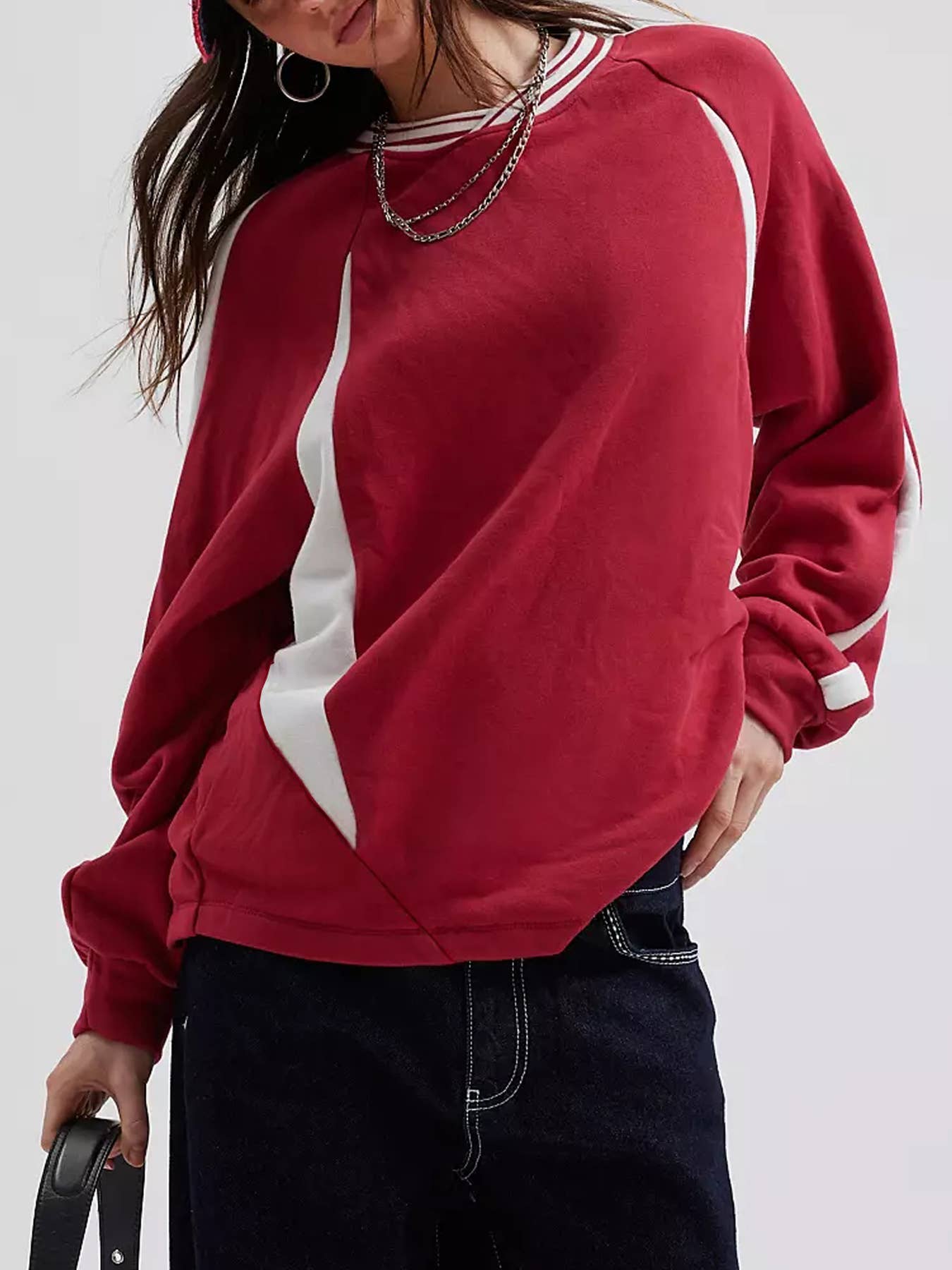 Design Color Contrast Pullover Hoodie