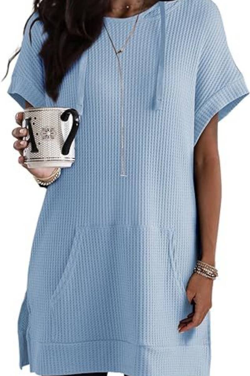 CWDSD4920_SUMMER DRAWSTRING HOODED DRESS SHORT