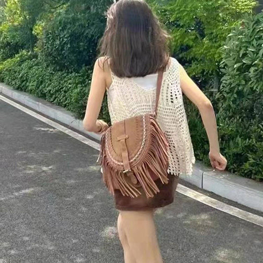 FAUX SUEDE TASSEL BAG SHOULDER CROSSBODY BAG_CWAB4123