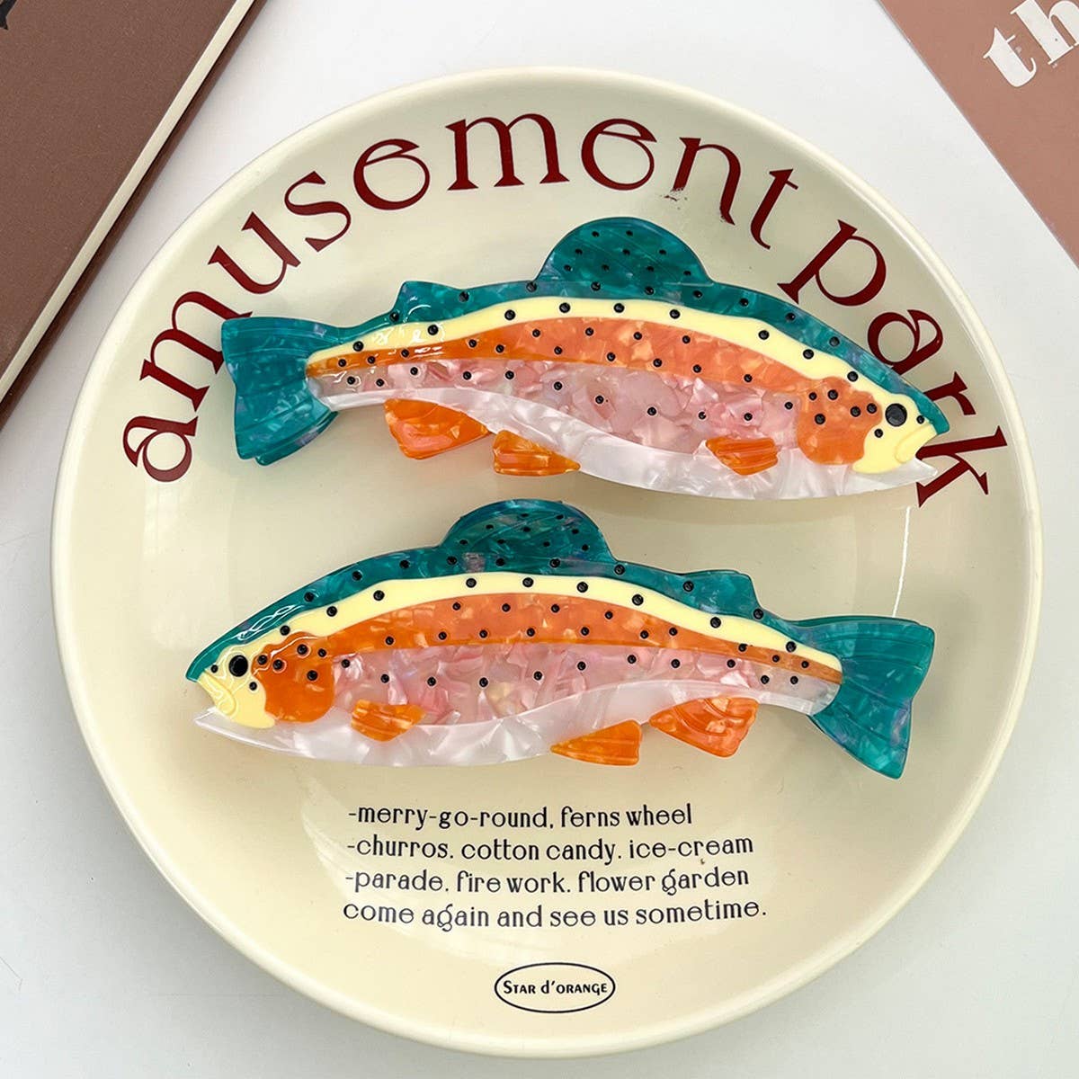 Salmon Acetate Claw Clip ? Ocean Style, Large Size