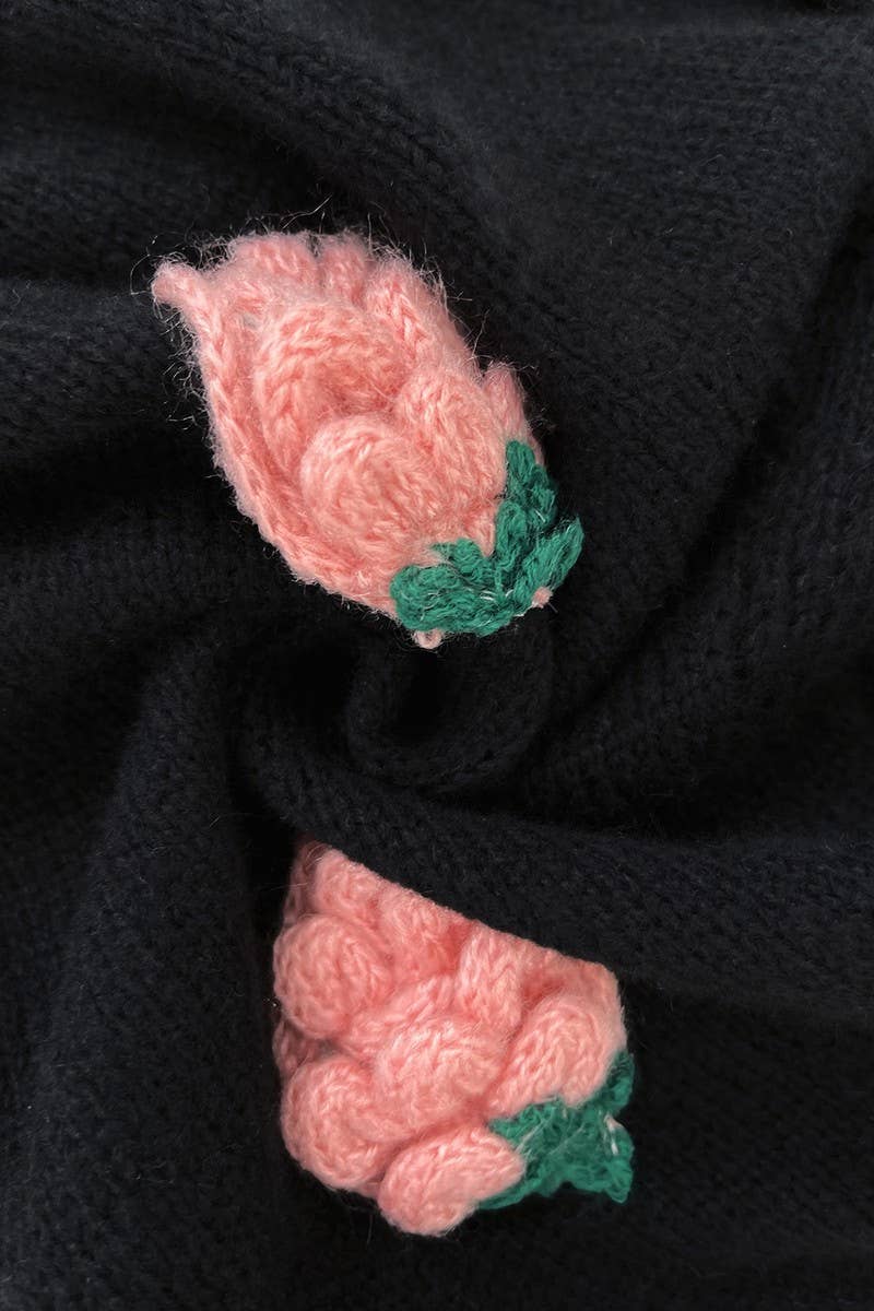 CWOCAL2359_STRAWBERRY KNIT BUTTON CARDIGAN SWEATER