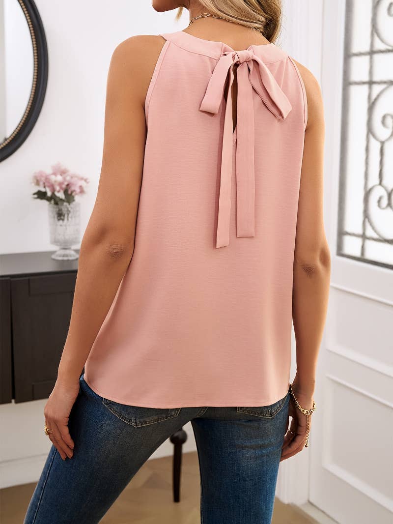 Lace-up pleated blouse